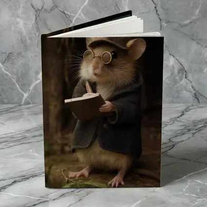 Scholarly Mouse With Book Dark Forest