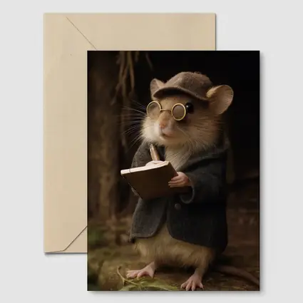 Scholarly Mouse With Book Dark Forest
