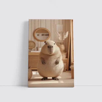 Capybara Standing In Cozy Boho Interior