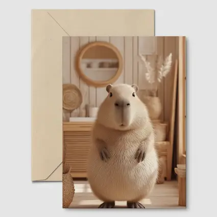 Capybara Standing In Cozy Boho Interior