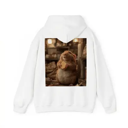 Happy Hamster Holding Cheese Rustic Cellar