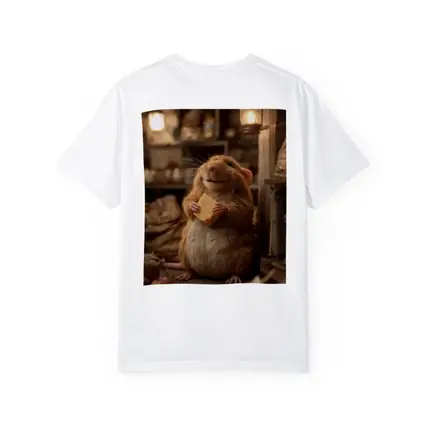 Happy Hamster Holding Cheese Rustic Cellar
