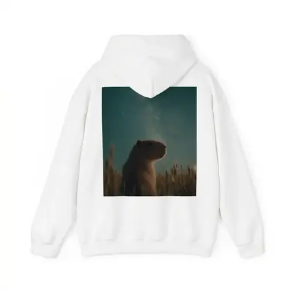 Capybara Sitting In Field Starry Night