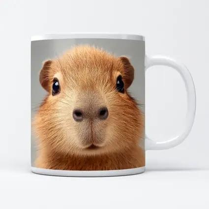Capybara Close Up Portrait Gray Background
