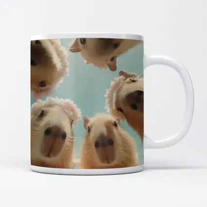 Cute Capybaras In Floral Outfits Sky