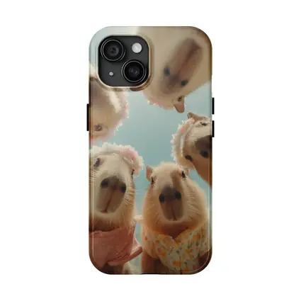 Cute Capybaras In Floral Outfits Sky