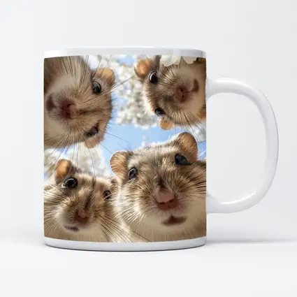 Four Hamsters Looking Up Cherry Blossoms