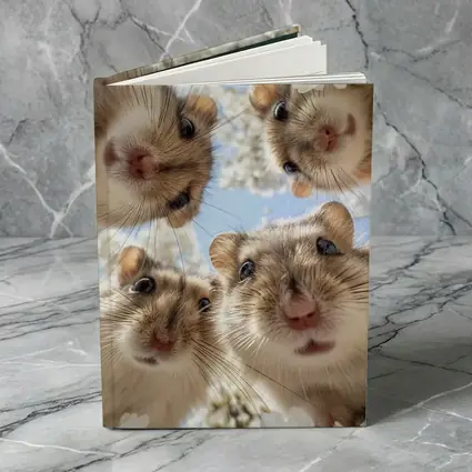 Four Hamsters Looking Up Cherry Blossoms