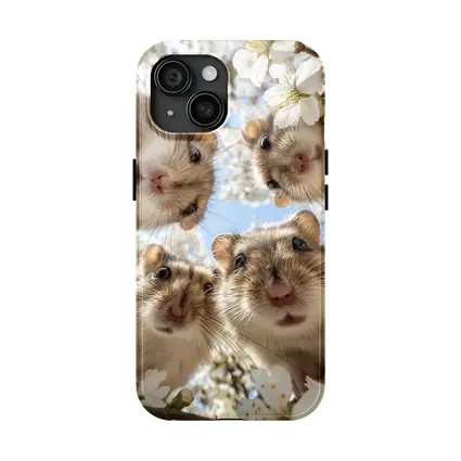 Four Hamsters Looking Up Cherry Blossoms