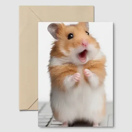 Surprised Hamster Standing On Keyboard White