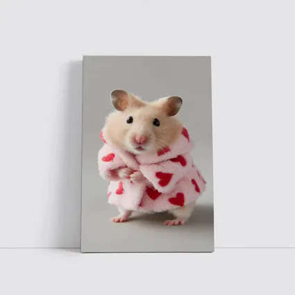 Cute Hamster Wearing Pink Heart Robe