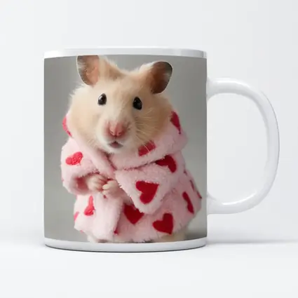 Cute Hamster Wearing Pink Heart Robe
