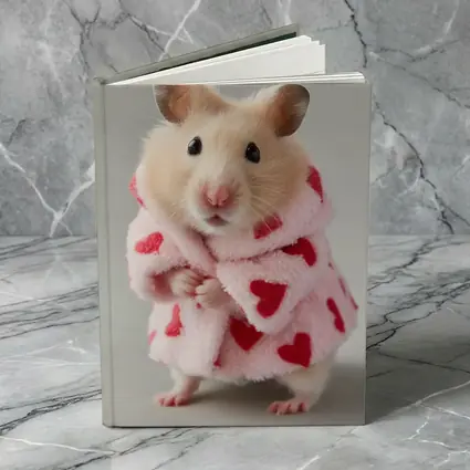 Cute Hamster Wearing Pink Heart Robe