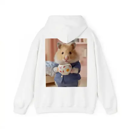 Hamster Wearing Blue Outfit Holding Cup