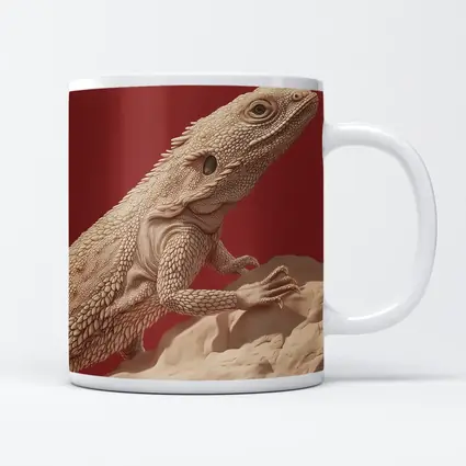 Bearded Dragon Lizard On Red Background