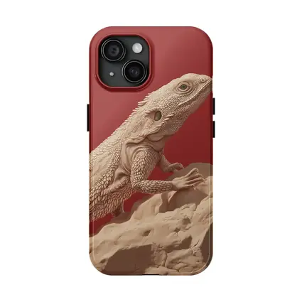 Bearded Dragon Lizard On Red Background