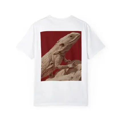 Bearded Dragon Lizard On Red Background