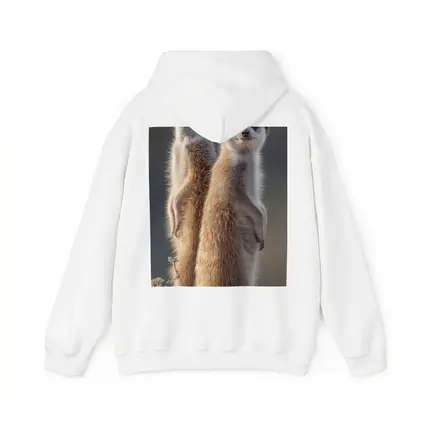 Two Meerkats Standing Alert Desert Background