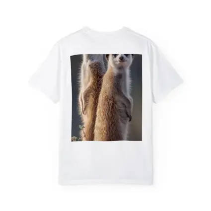 Two Meerkats Standing Alert Desert Background