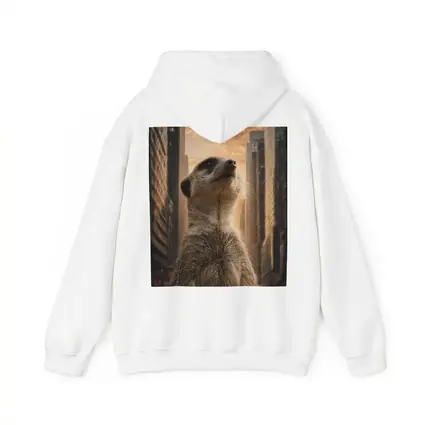 Meerkat Standing Tall City Skyline Sunset