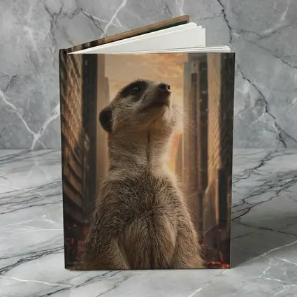 Meerkat Standing Tall City Skyline Sunset