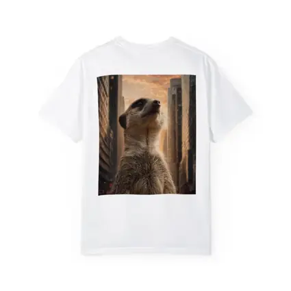 Meerkat Standing Tall City Skyline Sunset