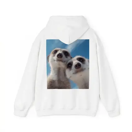 Two Meerkats Looking Up Blue Sky