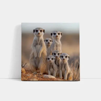 Meerkat Family Group Desert Sandy Landscape