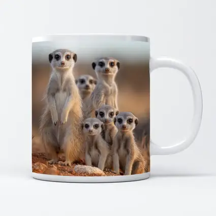 Meerkat Family Group Desert Sandy Landscape