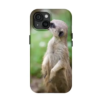 Meerkat Standing Alert Green Nature Background