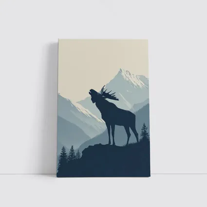 Moose Silhouette Howling Mountain Forest Landscape