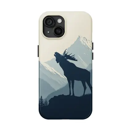 Moose Silhouette Howling Mountain Forest Landscape
