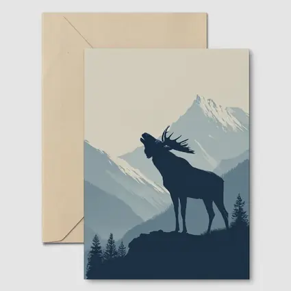 Moose Silhouette Howling Mountain Forest Landscape