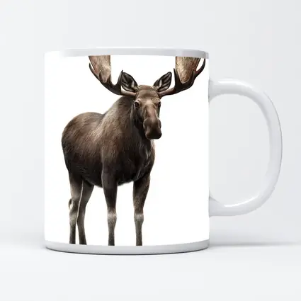 Bull Moose Standing On White Background
