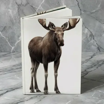 Bull Moose Standing On White Background
