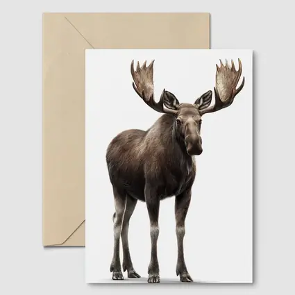 Bull Moose Standing On White Background