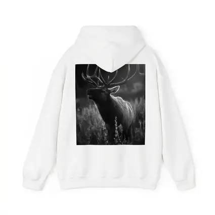 Bull Elk Standing in Dark Meadow Grass