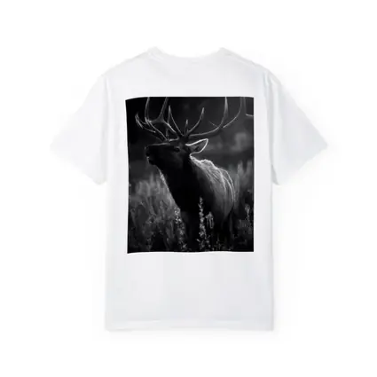 Bull Elk Standing in Dark Meadow Grass