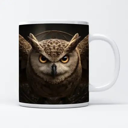 Great Horned Owl Wings Spread Dark Background