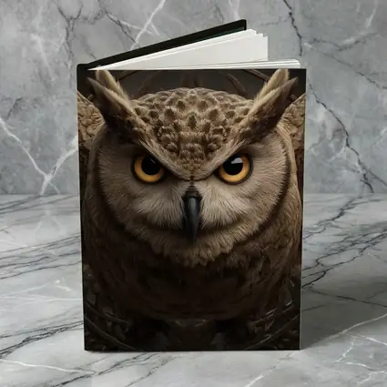 Great Horned Owl Wings Spread Dark Background