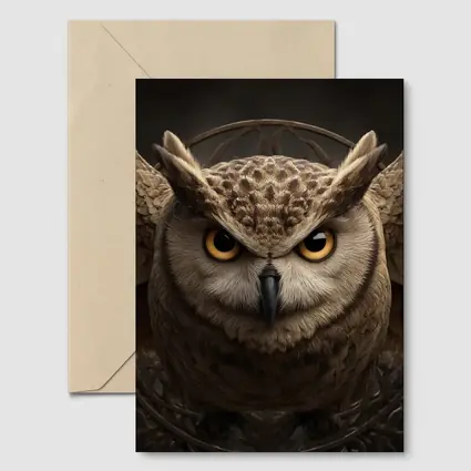 Great Horned Owl Wings Spread Dark Background