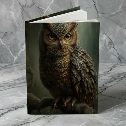 Great Horned Owl Perched Dark Forest