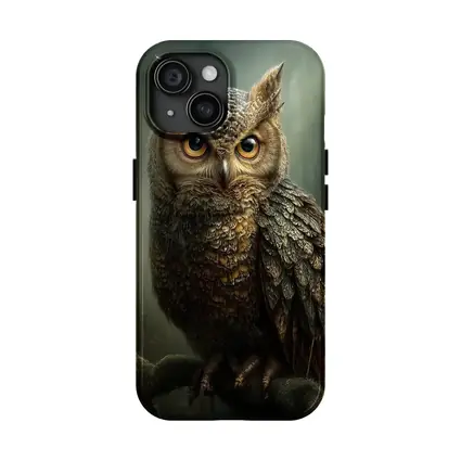 Great Horned Owl Perched Dark Forest