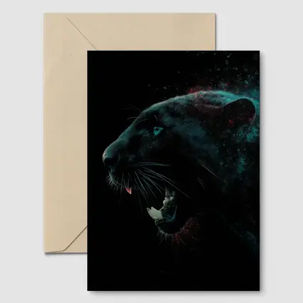 Black Panther Roaring Dark Cosmic Background