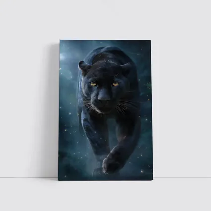 Black Panther Walking Through Mystic Night