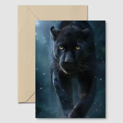 Black Panther Walking Through Mystic Night