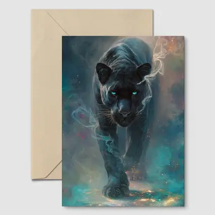 Black Panther Glowing Eyes Cosmic Smoke