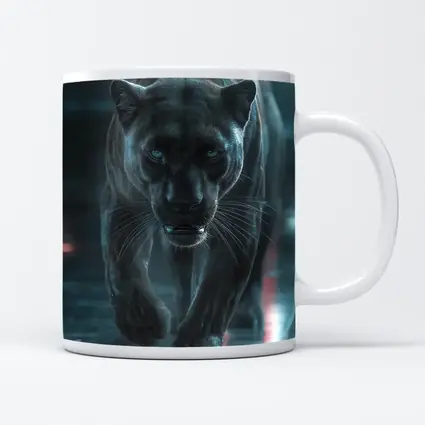 Black Panther Walking Futuristic Neon Environment