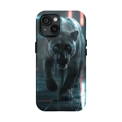 Black Panther Walking Futuristic Neon Environment