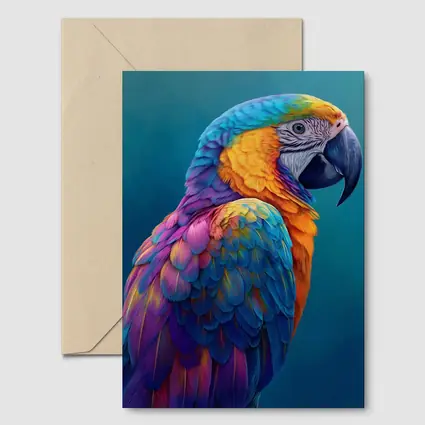 Colorful Macaw Parrot On Teal Background